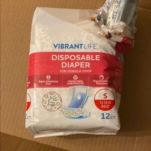 Vibrant Life Disposable Diaper for Female Dogs - Red and White